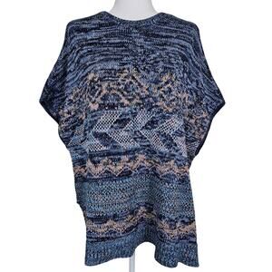 Coldwater Creek Poncho Womens One Size Blue Patterned Knit